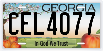 GA license plate CEL4077