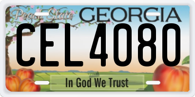 GA license plate CEL4080