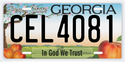 GA license plate CEL4081