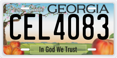 GA license plate CEL4083