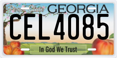GA license plate CEL4085