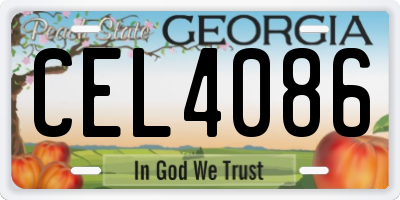 GA license plate CEL4086