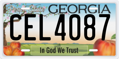 GA license plate CEL4087