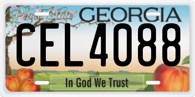 GA license plate CEL4088