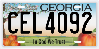 GA license plate CEL4092
