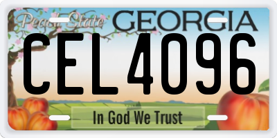 GA license plate CEL4096