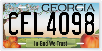 GA license plate CEL4098
