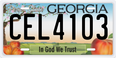 GA license plate CEL4103