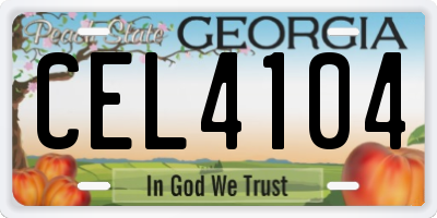 GA license plate CEL4104