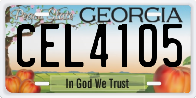 GA license plate CEL4105