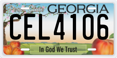 GA license plate CEL4106