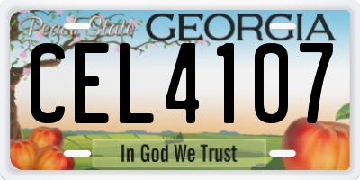 GA license plate CEL4107