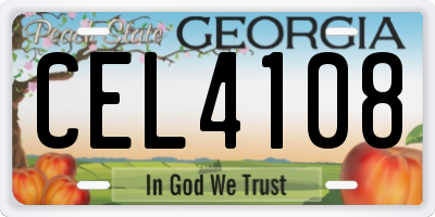 GA license plate CEL4108