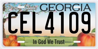 GA license plate CEL4109