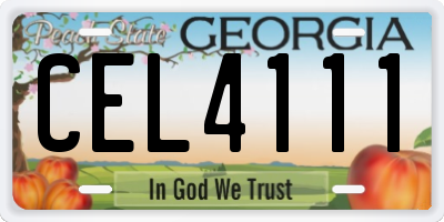 GA license plate CEL4111