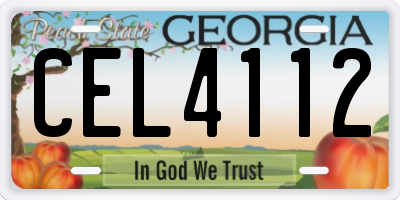 GA license plate CEL4112