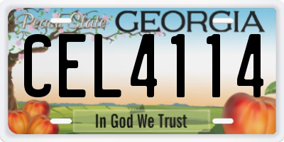 GA license plate CEL4114