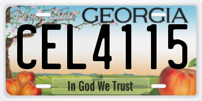 GA license plate CEL4115