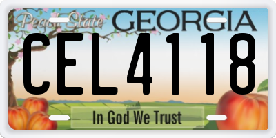 GA license plate CEL4118