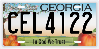 GA license plate CEL4122