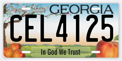 GA license plate CEL4125