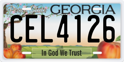 GA license plate CEL4126