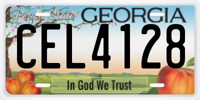 GA license plate CEL4128