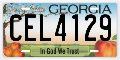 GA license plate CEL4129