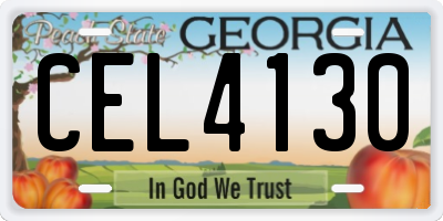 GA license plate CEL4130