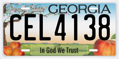 GA license plate CEL4138
