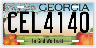 GA license plate CEL4140