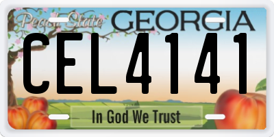 GA license plate CEL4141