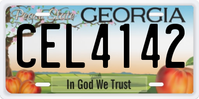 GA license plate CEL4142