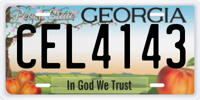 GA license plate CEL4143