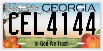 GA license plate CEL4144