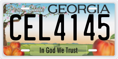 GA license plate CEL4145