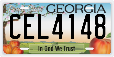 GA license plate CEL4148