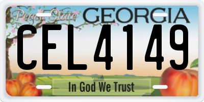 GA license plate CEL4149
