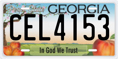 GA license plate CEL4153