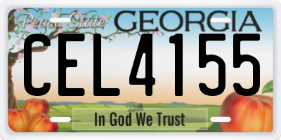 GA license plate CEL4155