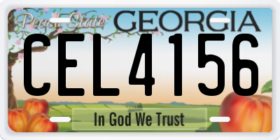 GA license plate CEL4156