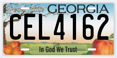 GA license plate CEL4162