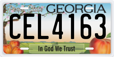 GA license plate CEL4163