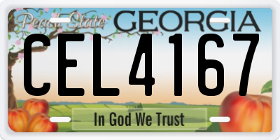 GA license plate CEL4167