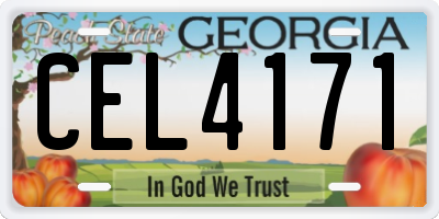 GA license plate CEL4171