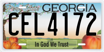GA license plate CEL4172