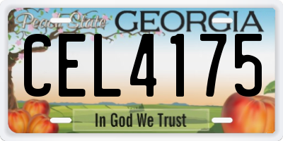 GA license plate CEL4175