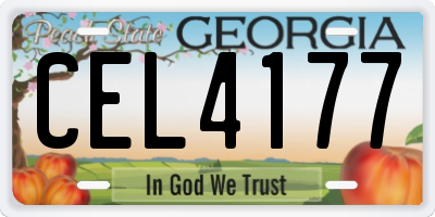 GA license plate CEL4177