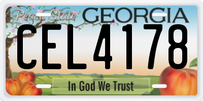 GA license plate CEL4178