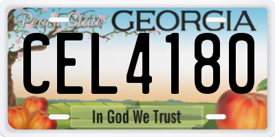 GA license plate CEL4180